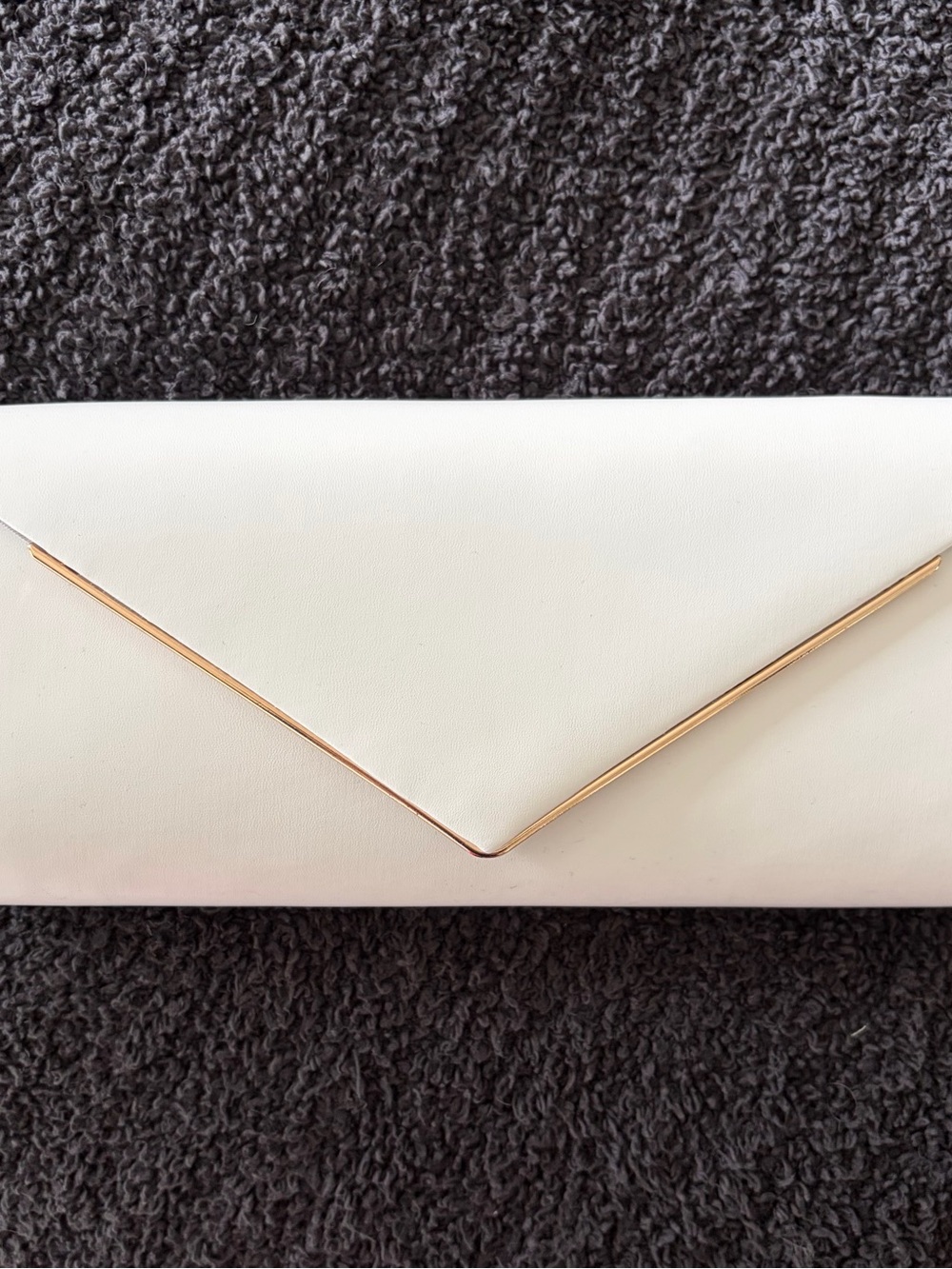 Elegant White Envelope Clutch with Gold Trim